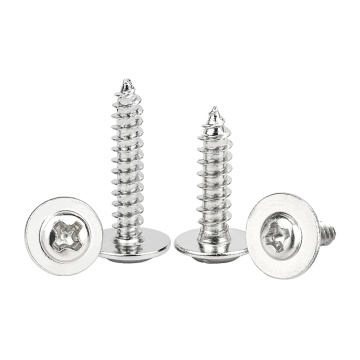 Nickel Plated M1.2 M1.4 M1.7 M2 M2.3 M2.6 M3 M4 M5 Cross Recessed Phillips Pan Round Head Self Tapping Screw With Pad Washer